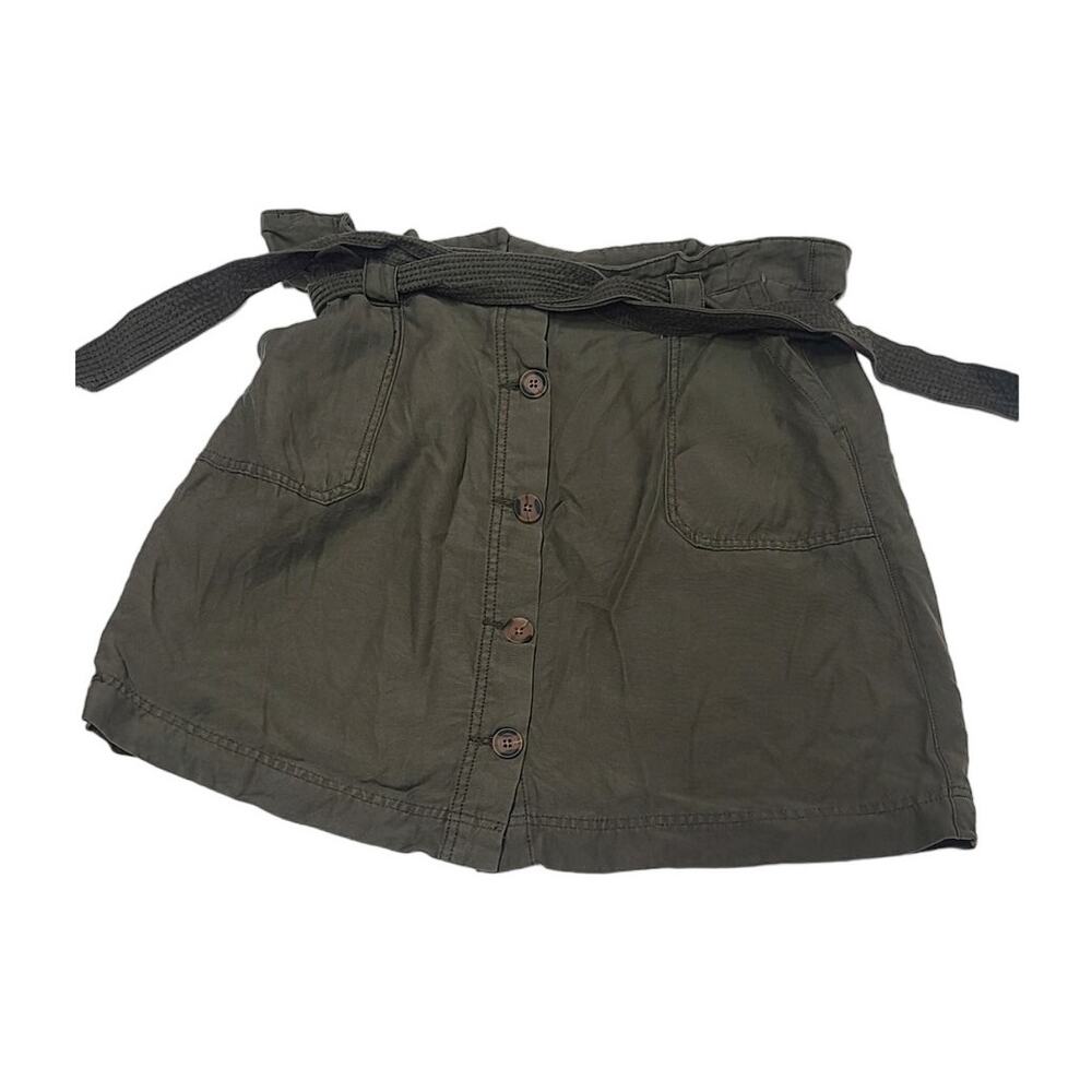 Maurices green cotton belted  mini skirt paperbag waist women's size 12